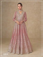 Anaita Peach Chinon Stitched Anarkali Suits With Embroidery & Sequence Work | Grocsy