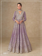 Anaita Lavender Chinon Stitched Anarkali Suits With Embroidery & Sequence Work | Grocsy