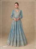 Anaita Blue Chinon Stitched Anarkali Suits With Embroidery & Sequence Work | Grocsy