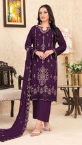 Anaita Purple Velvet Suit With Embroidery Sequence Work | Grocsy