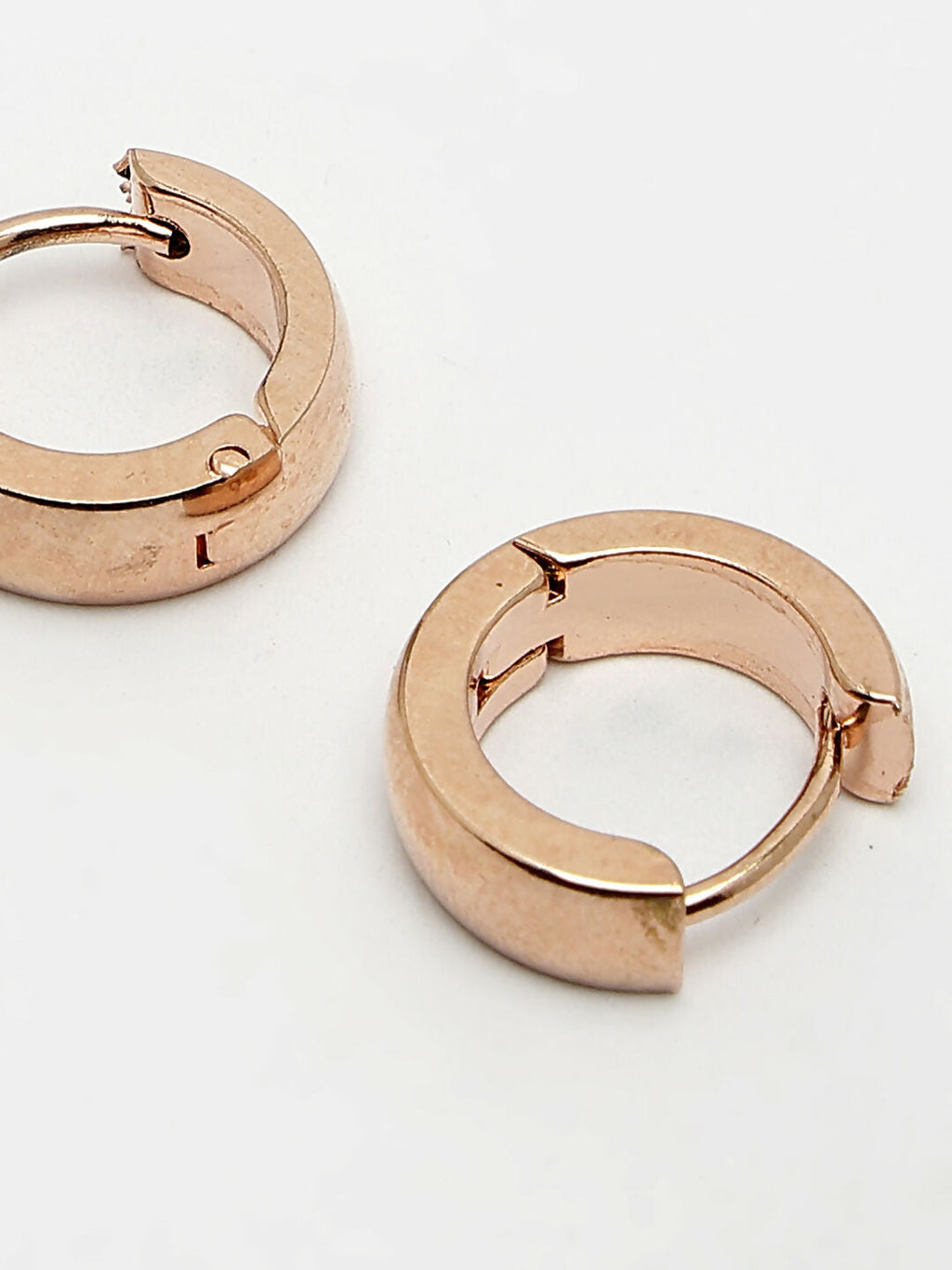 NVR Men's Rose Gold Stainless Steel Hoop Earrings | Grocsy