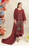 Anaita Maroon Silk Suit with Embroidered & Sequence Work | Grocsy