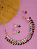 Divisha Alloy Gold-plated Purple Jewellery Set | Grocsy