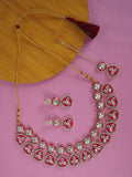 Divisha Alloy Gold-plated Pink Meena Western Jewellery Set | Grocsy