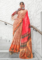 Monjolika Fashion Multi Colour Classic Digital Printed Crepe Silk Saree | Grocsy