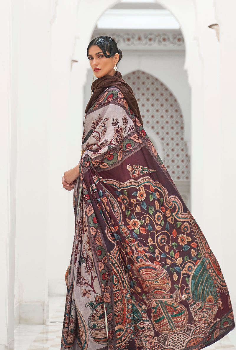 Monjolika Fashion Multi Colour Classic Digital Printed Crepe Silk Saree | Grocsy