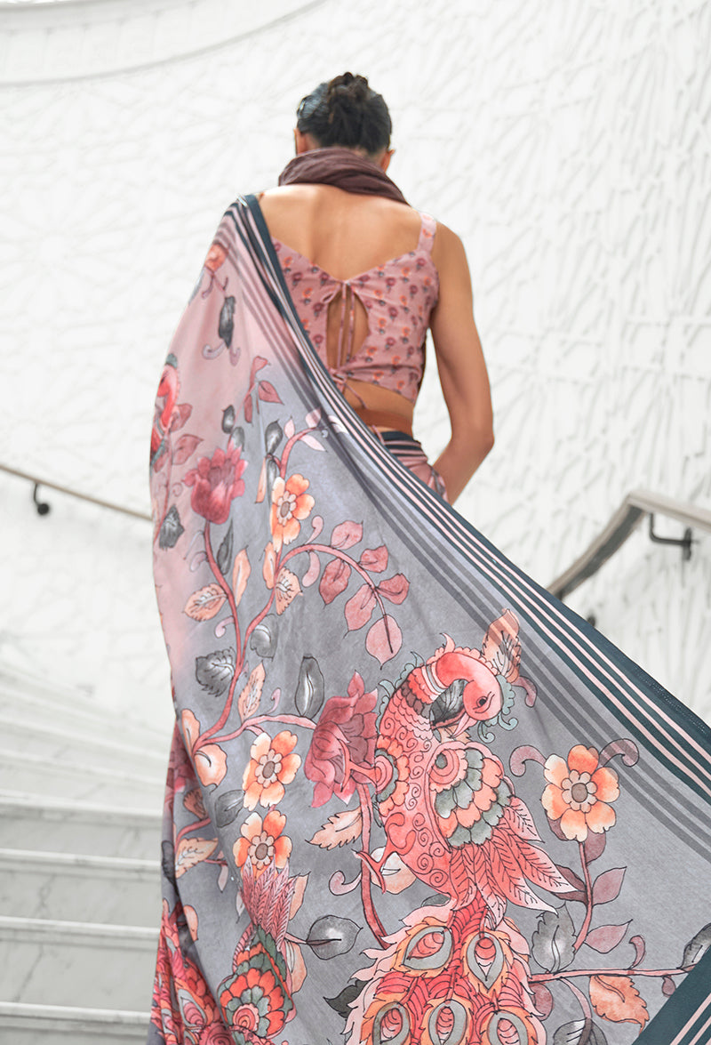 Monjolika Fashion Multi Colour Classic Digital Printed Crepe Silk Saree | Grocsy