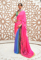 Monjolika Fashion Multi Colour Classic Digital Printed Crepe Silk Saree | Grocsy