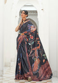 Monjolika Fashion Black Colour Classic Digital Printed Crepe Silk Saree | Grocsy