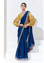 Monjolika Fashion Dark Blue Embroidered Sequence Work Saree For Festival | Grocsy