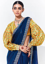 Monjolika Fashion Dark Blue Embroidered Sequence Work Saree For Festival | Grocsy