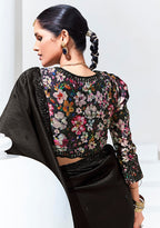 Monjolika Fashion Black Embroidered Sequence Work Saree For Festival | Grocsy