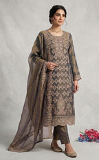 Anaita D Green Silk Suit with Embroidery & Sequence Work | Grocsy