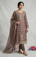 Anaita Purple Silk Suit with Embroidery & Sequence Work | Grocsy