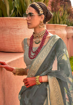 Monjolika Fashion Organza Printed Sea Green Contemporary Saree | Grocsy