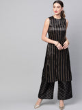 Aks Striped Sleeveless Kurta With Palazzos | Grocsy