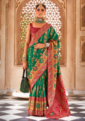 Monjolika Fashion Banarasi Silk Zari Green Contemporary Saree | Grocsy