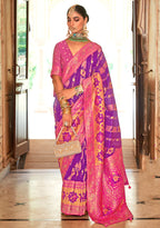 Monjolika Fashion Banarasi Silk Weaving Purple Designer Saree | Grocsy