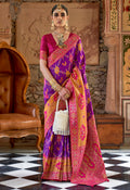 Monjolika Fashion Weaving Banarasi Silk Traditional Saree In Purple | Grocsy