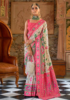 Monjolika Fashion Banarasi Silk White Weaving Traditional Saree | Grocsy