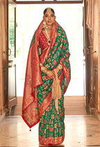 Monjolika Fashion Green Weaving Banarasi Silk Contemporary Saree | Grocsy