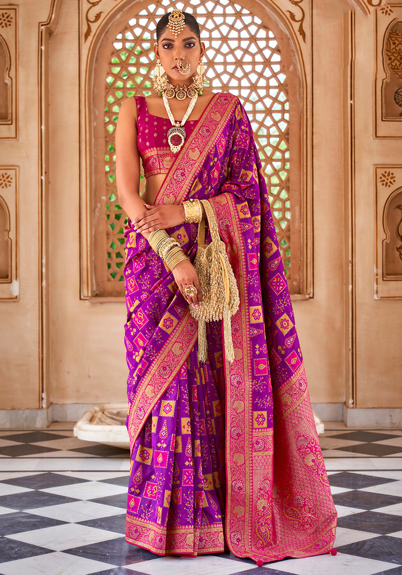Monjolika Fashion Banarasi Silk Pink Weaving Classic Saree For Party | Grocsy