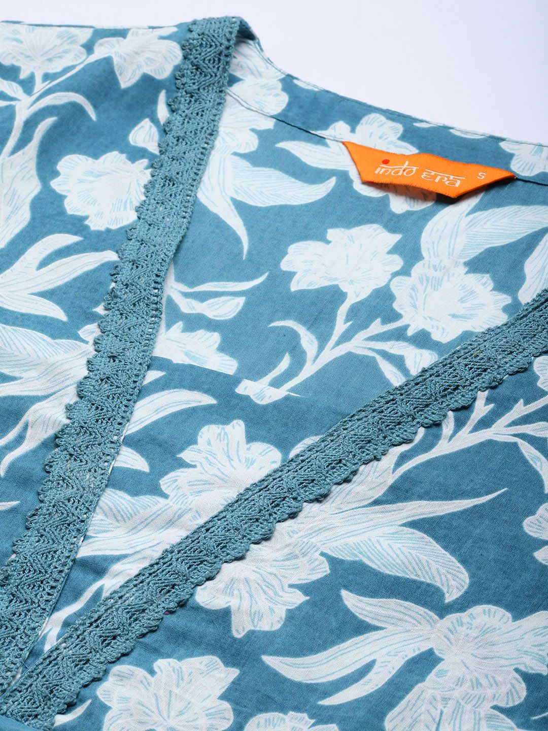 Indo Era Floral Printed Pure Cotton Kurta with Trousers & With Dupatta | Grocsy