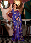Monjolika Fashion Purple Pure Satin Silk Weaving Zari Classic Saree | Grocsy