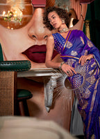 Monjolika Fashion Purple Pure Satin Silk Weaving Zari Classic Saree | Grocsy