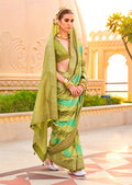 Monjolika Fashion Silk Olive Foli Print Classic Saree | Grocsy