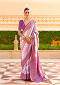 Monjolika Fashion Purple Silk Foliage Prints Contemporary Saree | Grocsy