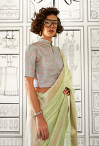 Monjolika Fashion Chiffon Weaving Light Green Designer Saree | Grocsy