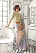 Monjolika Fashion Chiffon Grey Weaving Traditional Saree | Grocsy
