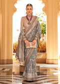 Monjolika Fashion Raw Silk Foil Print Multi Colour Trendy Saree | Grocsy