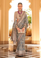 Monjolika Fashion Raw Silk Foil Print Multi Colour Trendy Saree | Grocsy