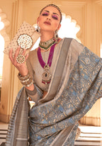 Monjolika Fashion Raw Silk Foil Print Multi Colour Trendy Saree | Grocsy