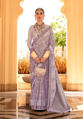 Monjolika Fashion Raw Silk Lavender Foliage Prints Classic Saree | Grocsy