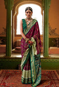 Monjolika Fashion Silk Burgundy Patola Print Classic Saree | Grocsy