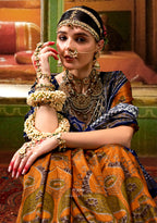 Monjolika Fashion Silk Patola Print Mustard Traditional Saree | Grocsy