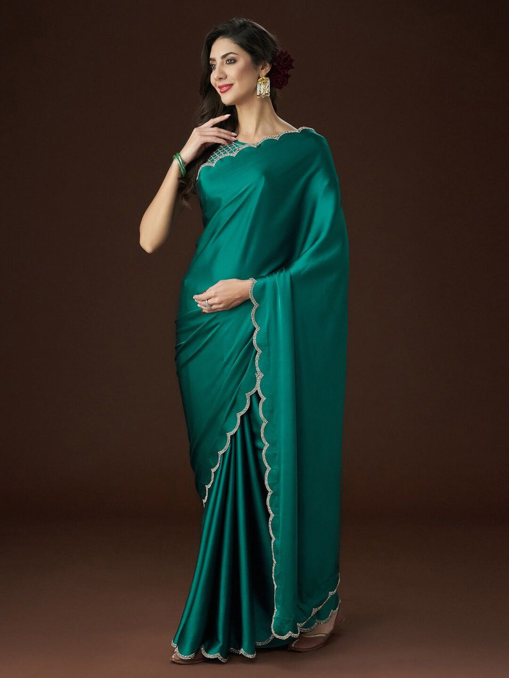 kasee Embellished Satin Saree | Grocsy