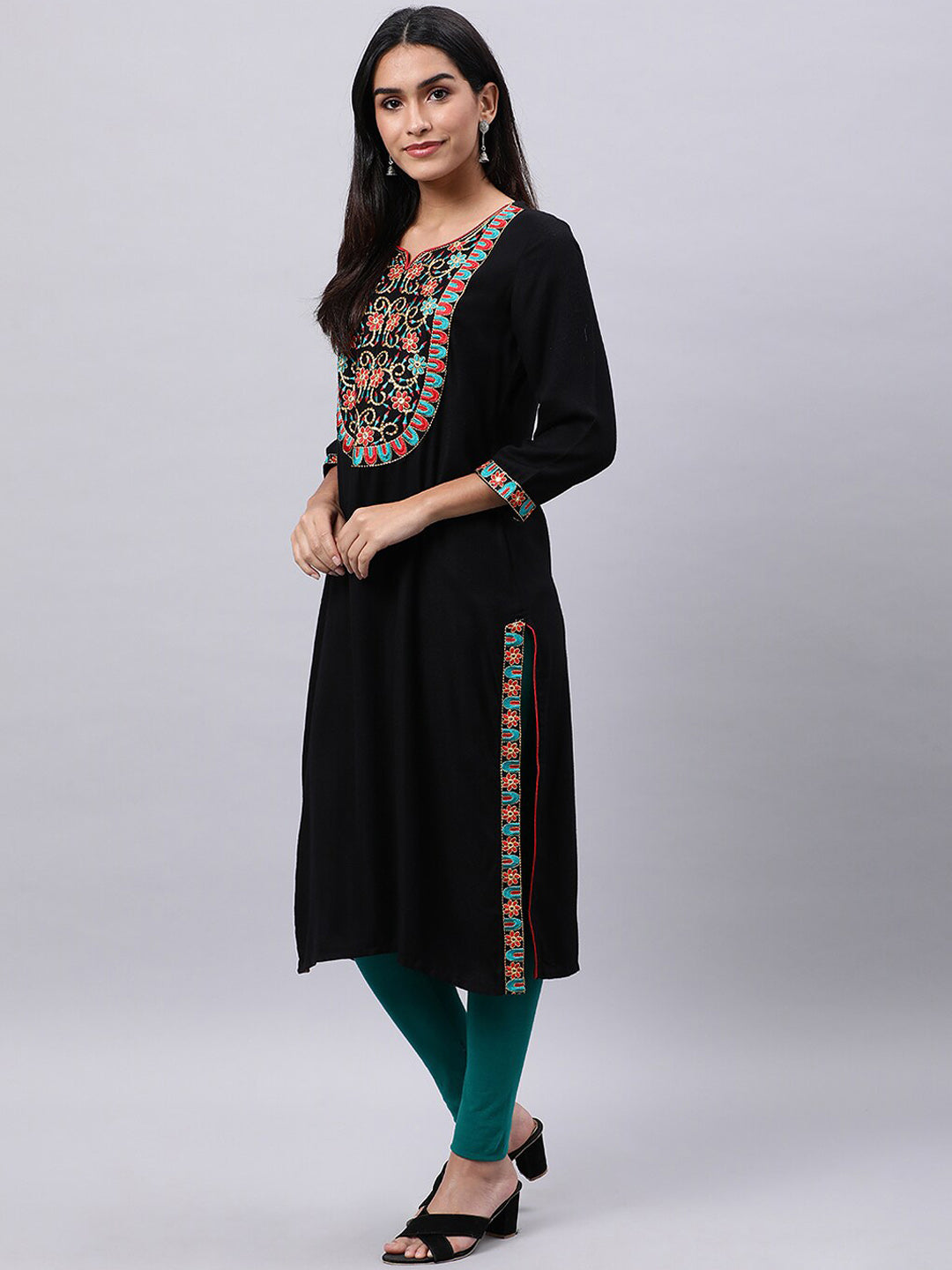Souchii Women Ethnic Motifs Yoke Design Mirror Work Beautiful Kurta | Grocsy