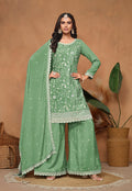 Monjolika Fashion Light-Green Color Embroidered Santoon Chinnon Salwar Suit | Grocsy