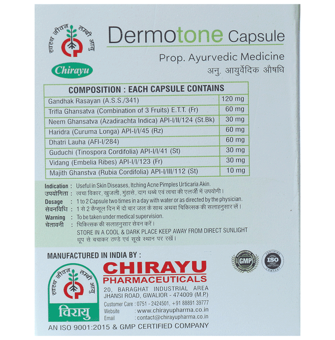 Chirayu Dermotone Capsules | Grocsy