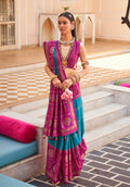 Monjolika Fashion Silk Foliage Prints Magenta Classic Patola Saree For Festival | Grocsy