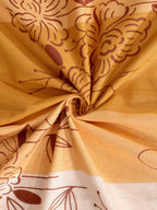 BOMBAY DYEING Beige & Yellow Printed Cotton 104 TC King Bedsheet With 2 Pillow Covers | Grocsy