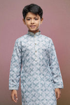 Raivat Ethnic Cotton Thread Work Kids Kurta Pajama In Sky Blue Colour | Grocsy