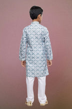 Raivat Ethnic Cotton Thread Work Kids Kurta Pajama In Sky Blue Colour | Grocsy