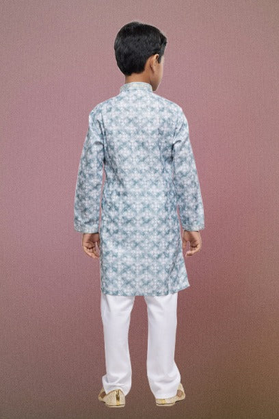 Raivat Ethnic Cotton Thread Work Kids Kurta Pajama In Sky Blue Colour | Grocsy