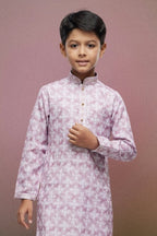 Raivat Ethnic Cotton Thread Work Kids Kurta Pajama In Pink Colour | Grocsy
