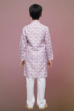 Raivat Ethnic Cotton Thread Work Kids Kurta Pajama In Pink Colour | Grocsy